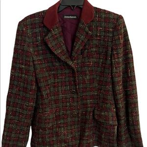 Georges Marciano (Vintage Guess) Lined 3 Button Plaid Jacket in Wool Sz 2